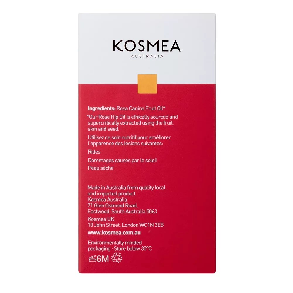 Kosmea rose hip oil 20ml Box Back